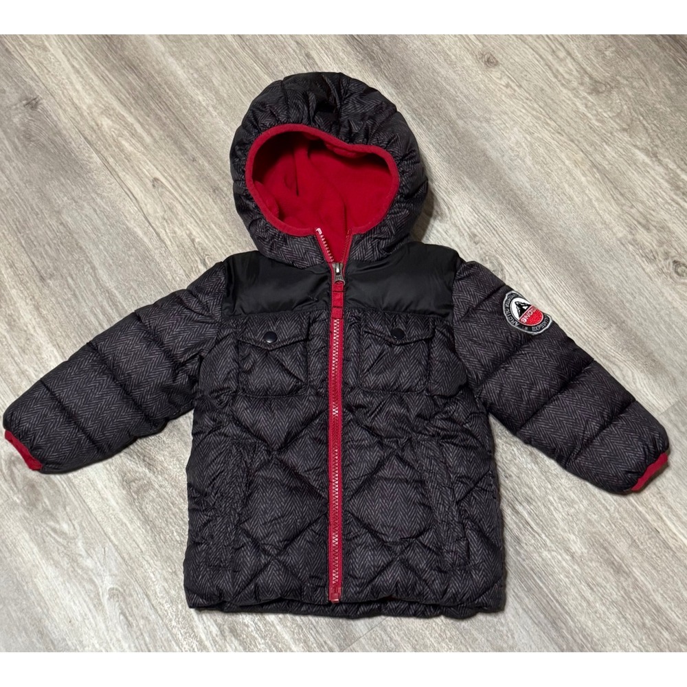 Snozu Puffer Jacket Hooded Winter‎ Coat Padded Quilted Black Red 18M